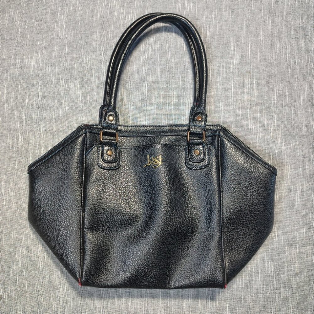 VINTAGE Lost Enterprises Handbag Shoulder Bag Black Pebbled Leather